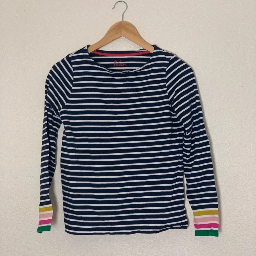 Boden | Striped 3/4 sleeves crewneck knit tee size 13/14